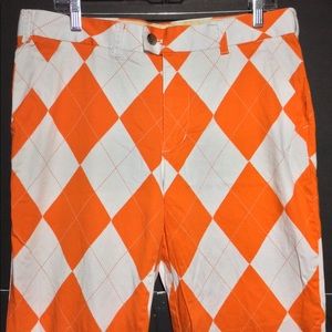 Mens Loud Mouth Orange/White Pants Sz 36